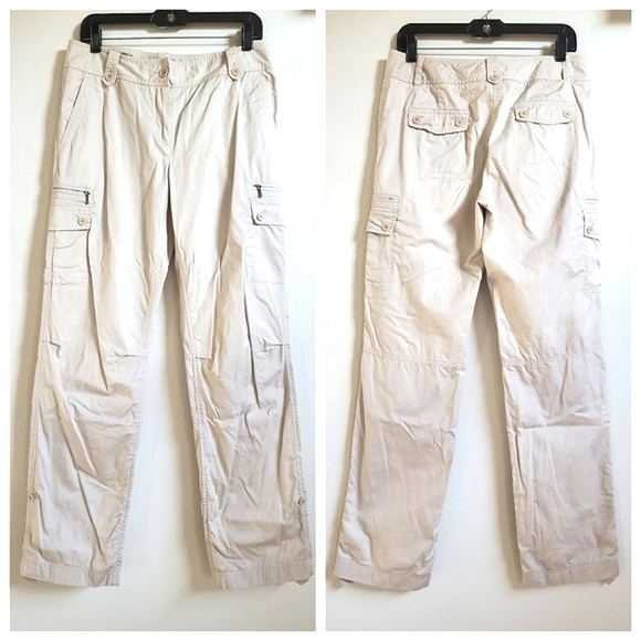 Talbots Pants - Talbots Womens Signature Cargo Pants Cotton Straight Leg Size 6 Cream Beige